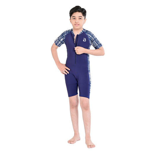2Bold Blue Kids Swim Suit with Zipper – Quick-Dry UV Swim Shirt for Boys & Girls