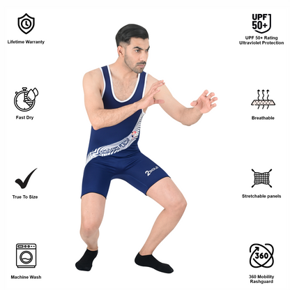 2Bold Blue Wrestling Uniform for Men – BJJ, MMA, No-Gi, Grappling Compression Suit