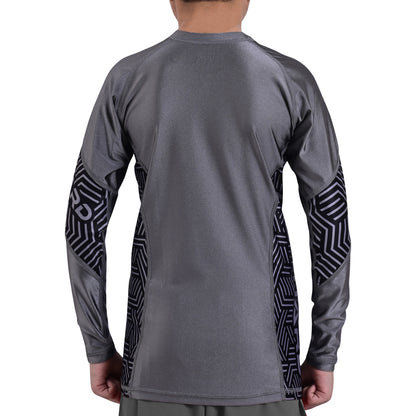 2Bold Grey Kids BJJ Rash Guard - Youth No-Gi MMA Grappling Compression Shirt
