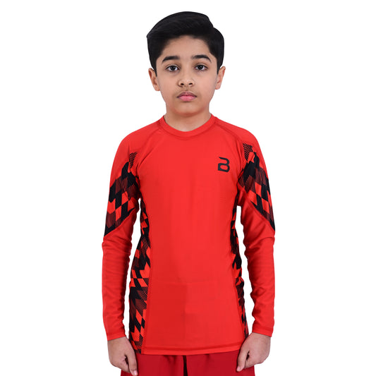 2Bold Orange Kids BJJ Rash Guard - Youth No-Gi MMA Grappling Compression Shirt