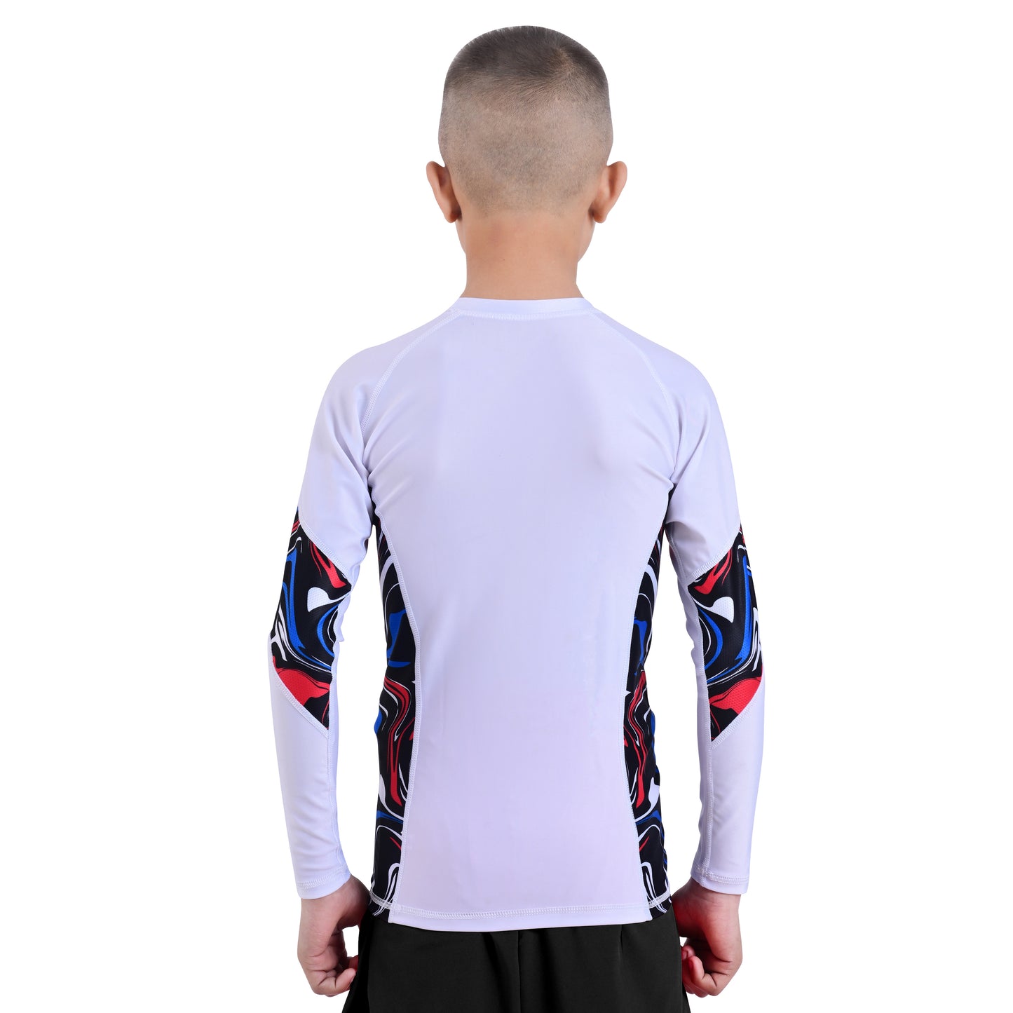 2Bold White Kids BJJ Rash Guard - Youth No-Gi MMA Grappling Compression Shirt