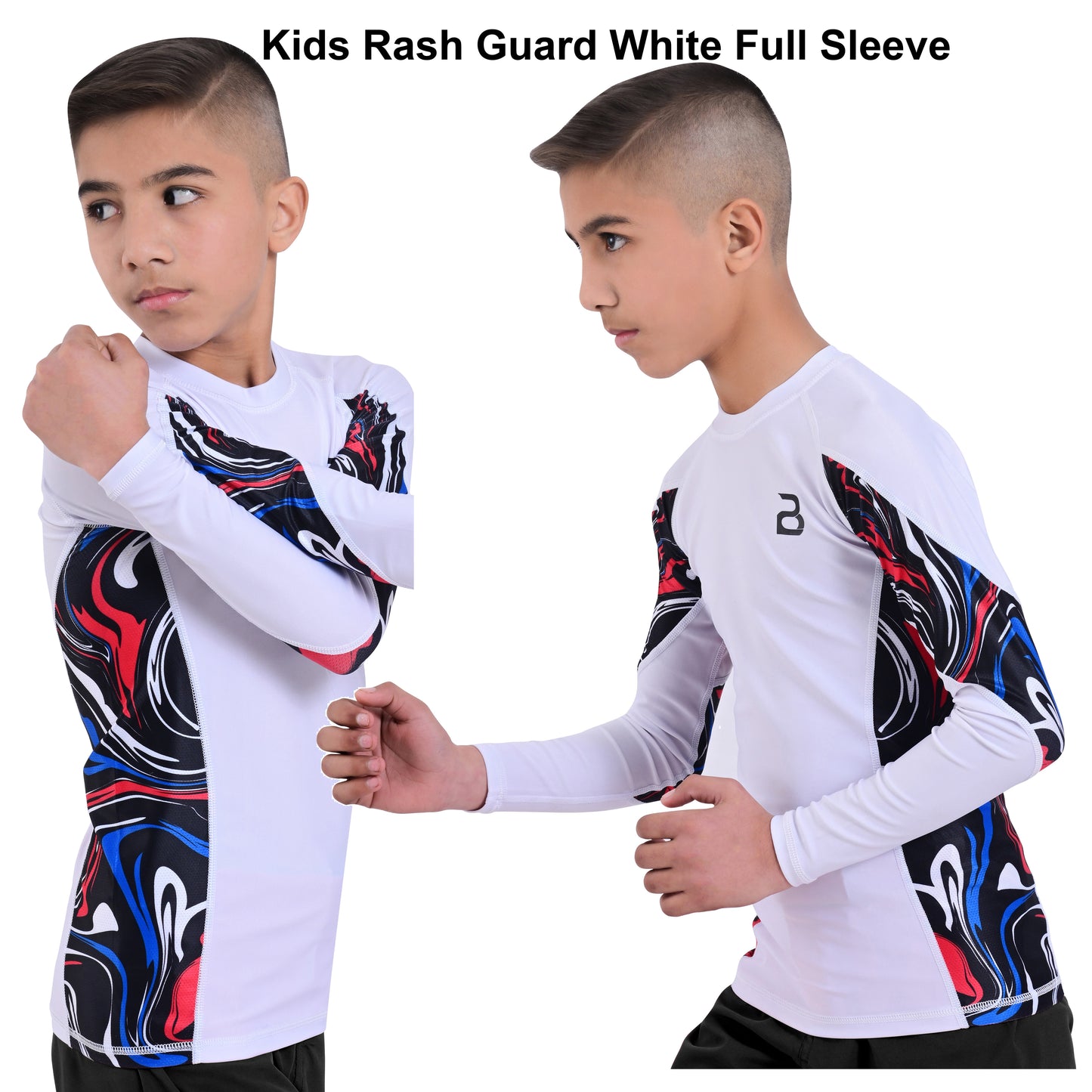 2Bold White Kids BJJ Rash Guard - Youth No-Gi MMA Grappling Compression Shirt