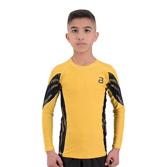 2Bold Yellow Youth BJJ No Gi Compression Rash Guard Shit
