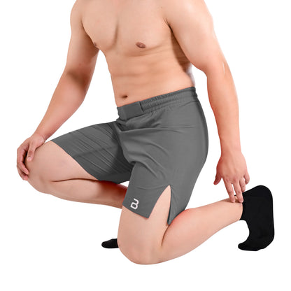 MMA Grey Grappling Shorts – No-Gi BJJ, Jiu Jitsu, Muay Thai, Training Fight Shorts for Men