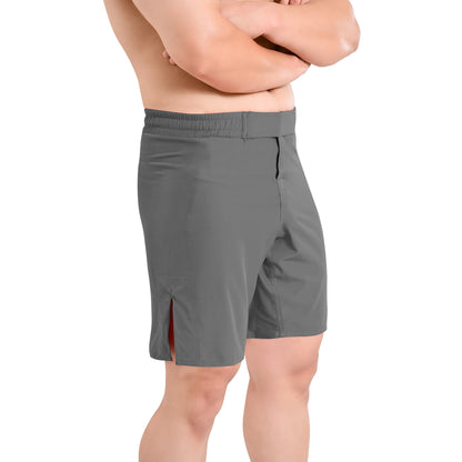MMA Grey Grappling Shorts – No-Gi BJJ, Jiu Jitsu, Muay Thai, Training Fight Shorts for Men
