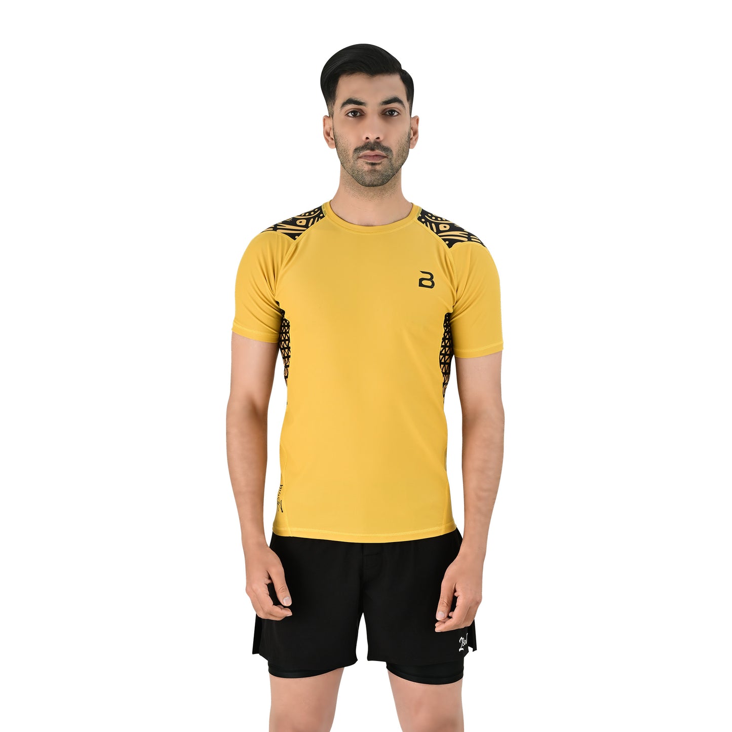2Bold Men’s Yellow BJJ Rash Guard and MMA Shorts Set – Jiujitsu, Grappling, Kickboxing Training Gear