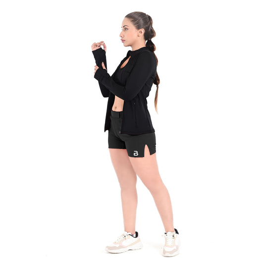 Women’s Workout Zip-Up Jacket – Lightweight Athletic Jacket with Zipper Pockets, Thumb Holes & Moisture-Wicking Fabric