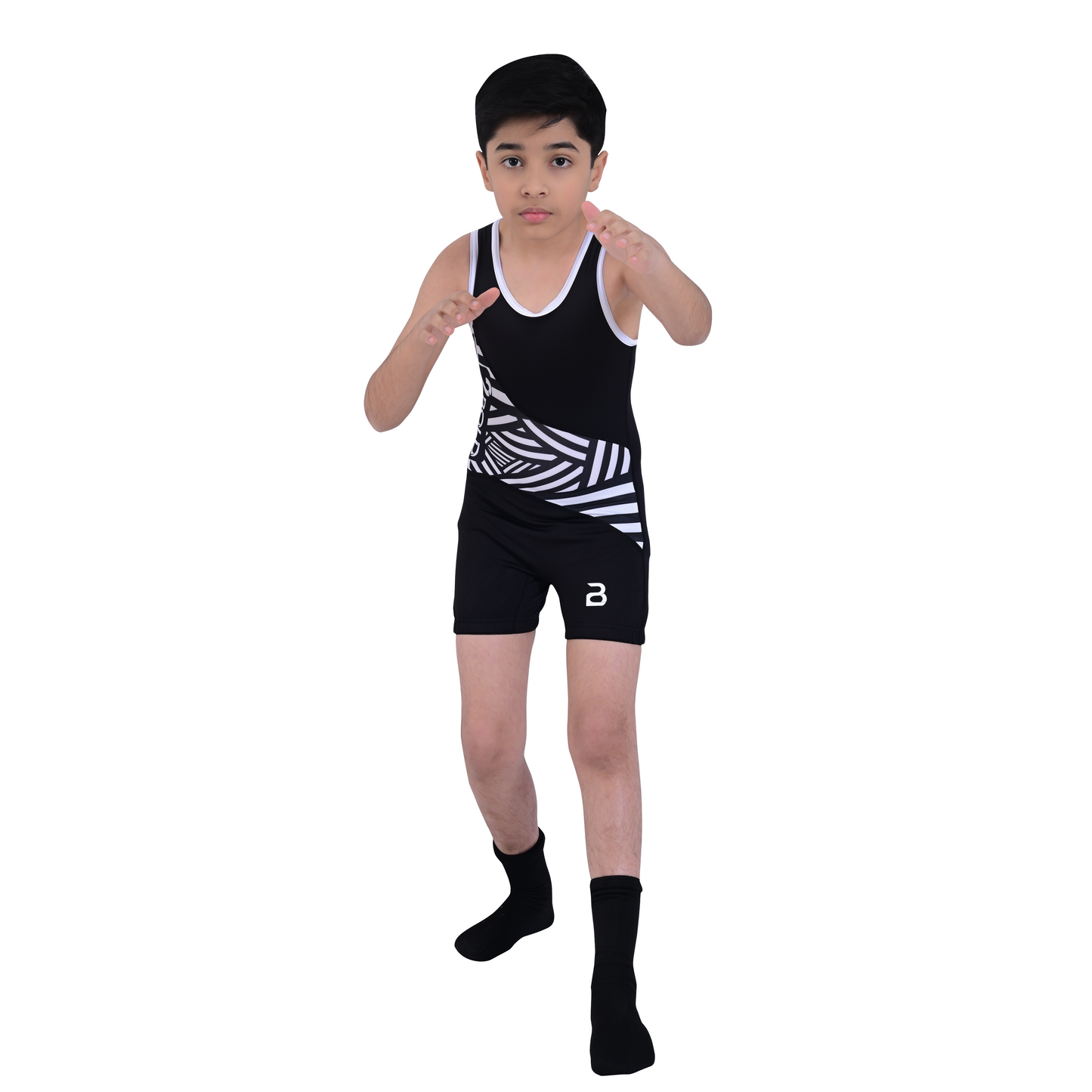 Youth Black Wrestling Singlet for Kids – BJJ, MMA, Grappling, No-Gi Compression Suit