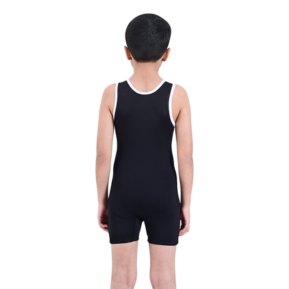 Youth Black Wrestling Singlet for Kids – BJJ, MMA, Grappling, No-Gi Compression Suit