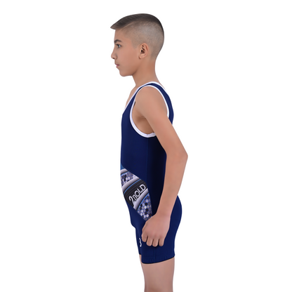 Youth Blue Wrestling Singlet for Kids – BJJ, MMA, Grappling, No-Gi Compression Suit