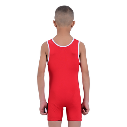 Youth Red Wrestling Singlet for Kids – BJJ, MMA, Grappling, No-Gi Compression Suit