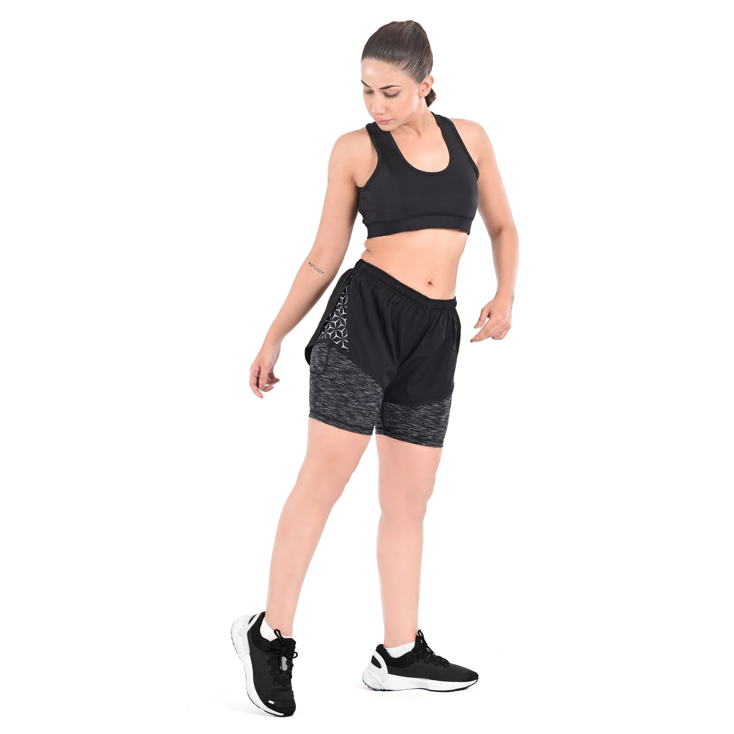 2Bold Black Women’s 2-in-1 Running & MMA Training Shorts – Compression Liner With Phone Pockets