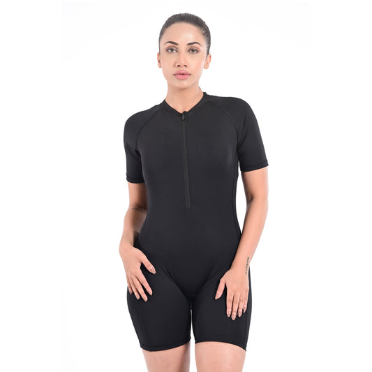Half Sleeve Zipper Rash Guard – Quick-Dry Swim Shirt for Women &amp; Girls | UPF Protection for Surf &amp; Water Sports
